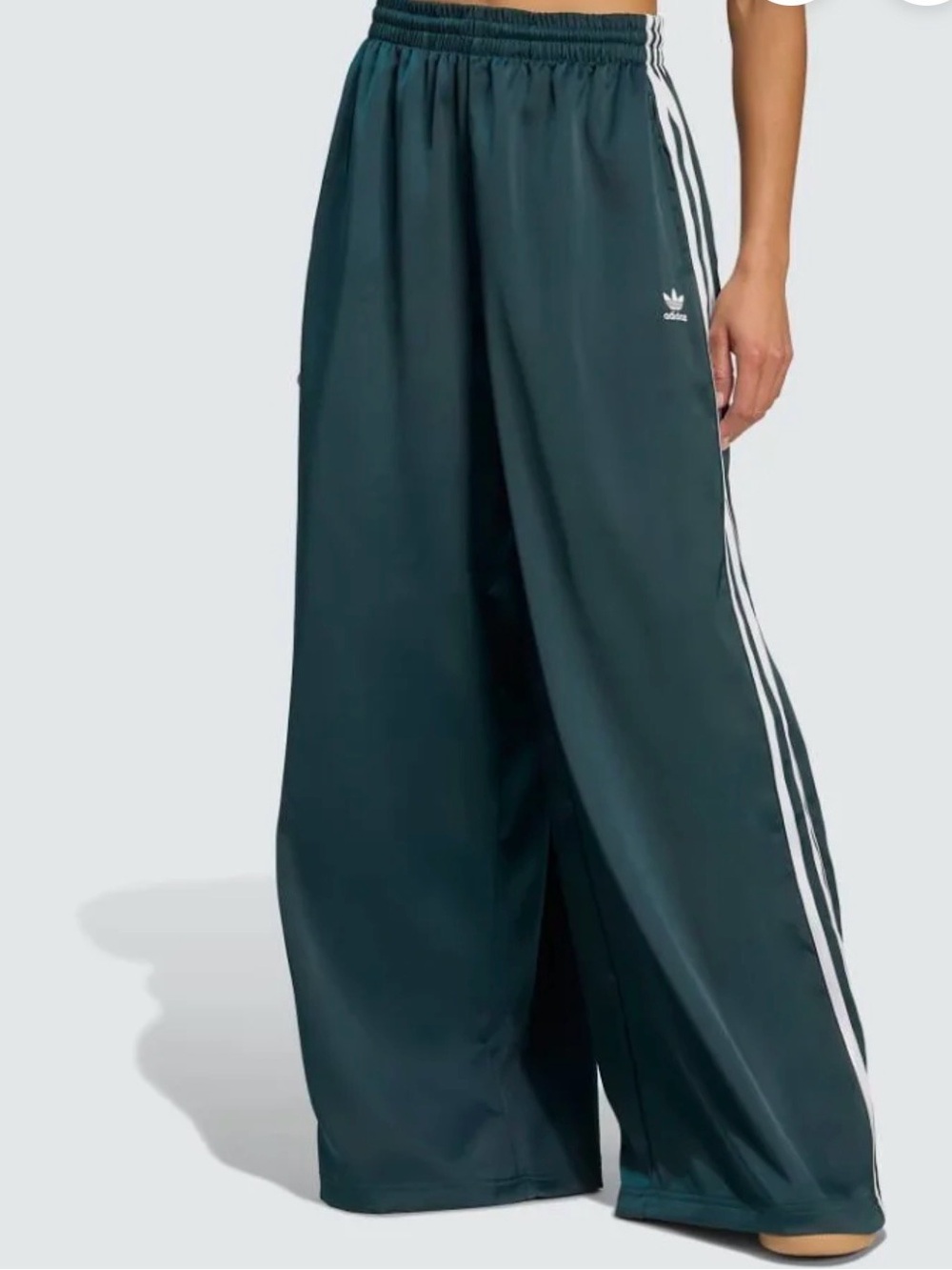 Adidas Women’s Dark Green Wide-Leg Track Pants - Picture 2 of 2